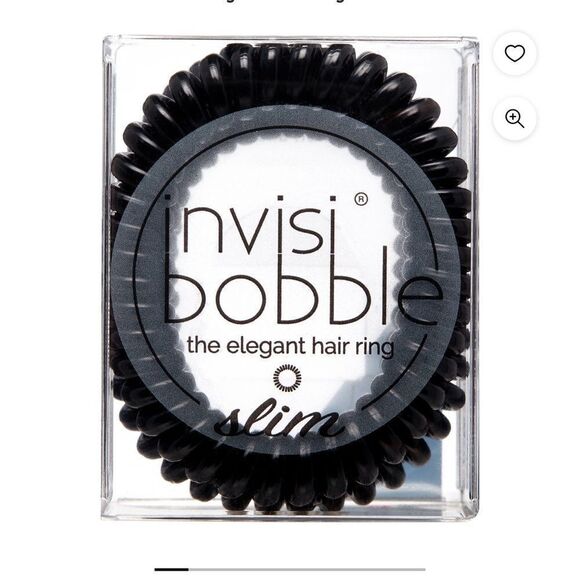 Invisibobble Slim Elegant Hair Ring Ties in True Black 3 Pack - Picture 1 of 7